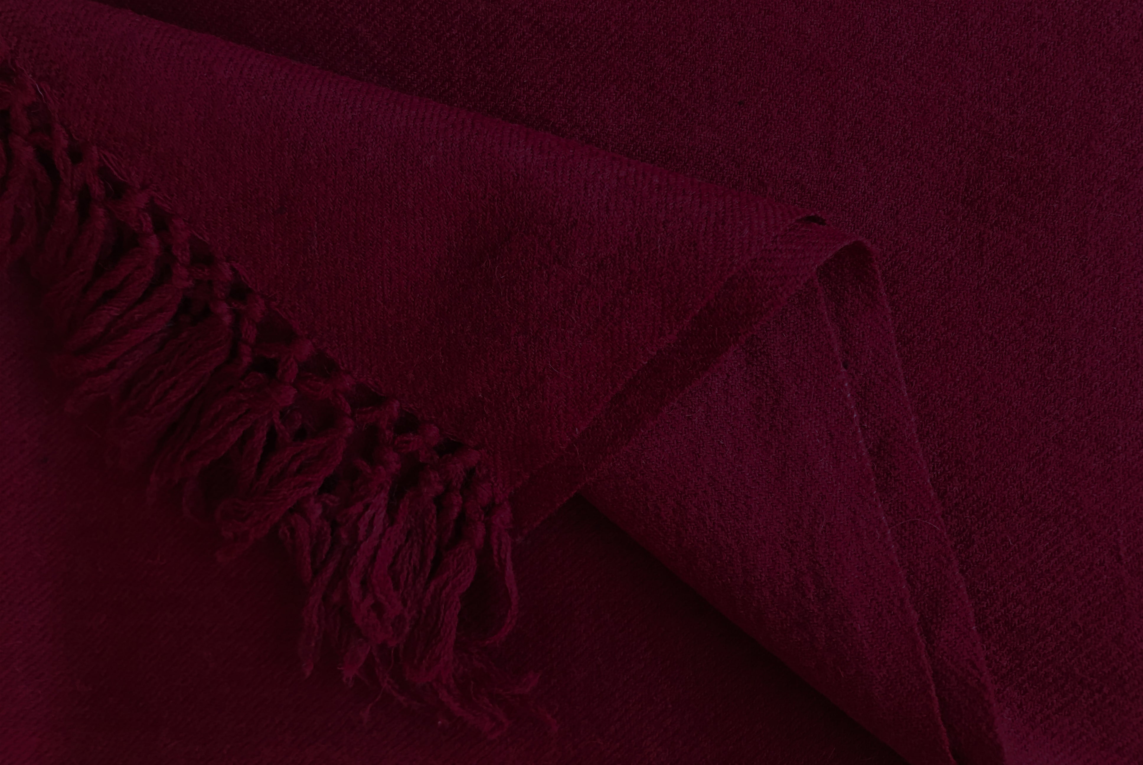 Burgundy classic Buddhist shawl draped gracefully, emphasizing its softness and rich, deep color for meditation.