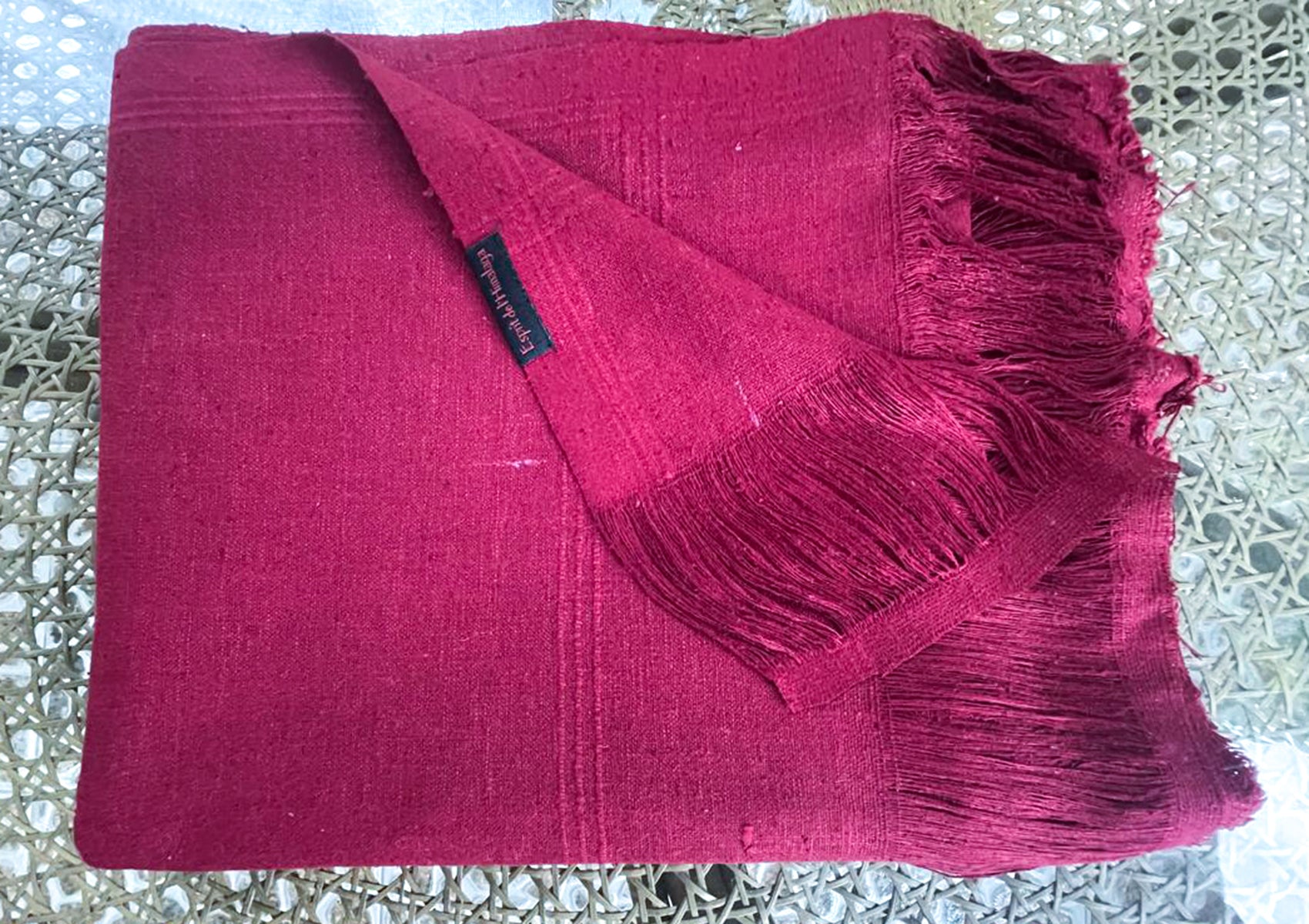 SAKSHI Different - Raw Peace Silk Large Meditation Shawl - Burgundy