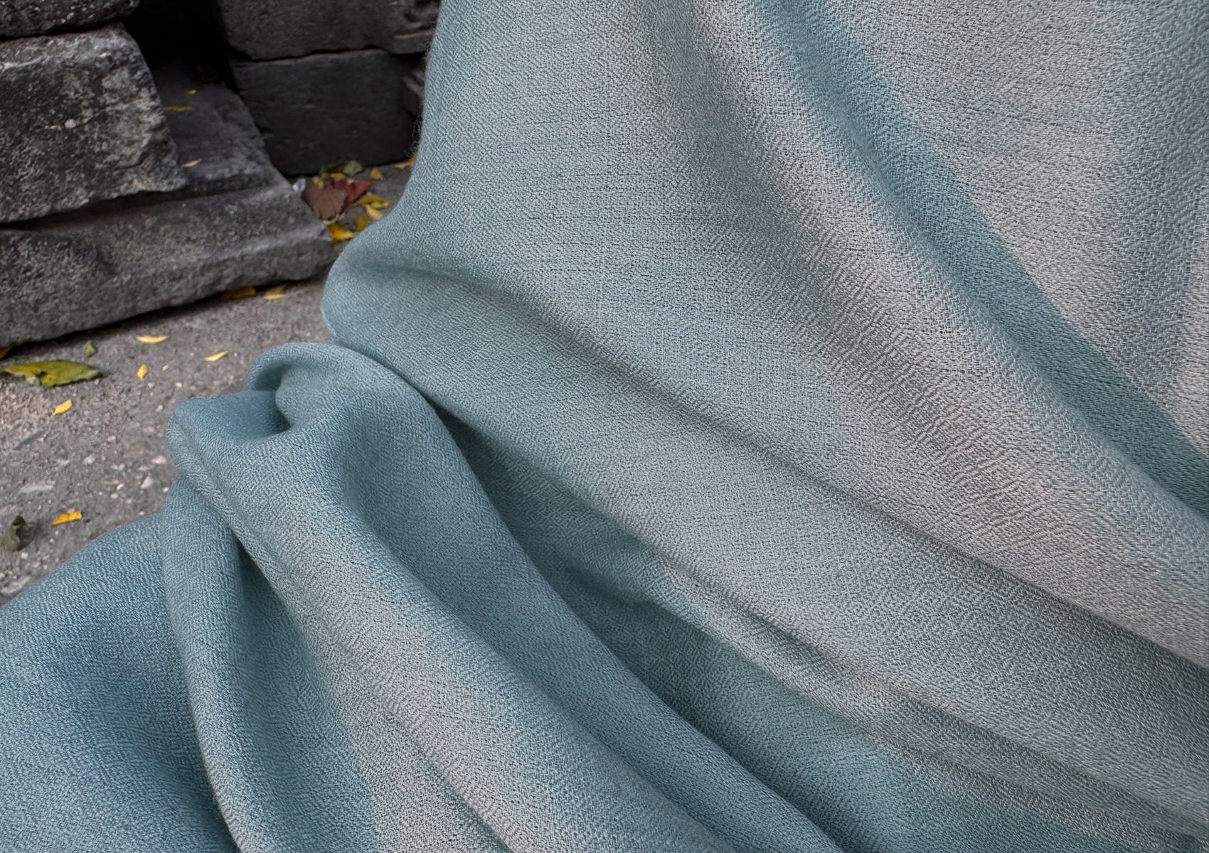 SHUNYATA - Large Merino Wool Shawl - Blue Grey