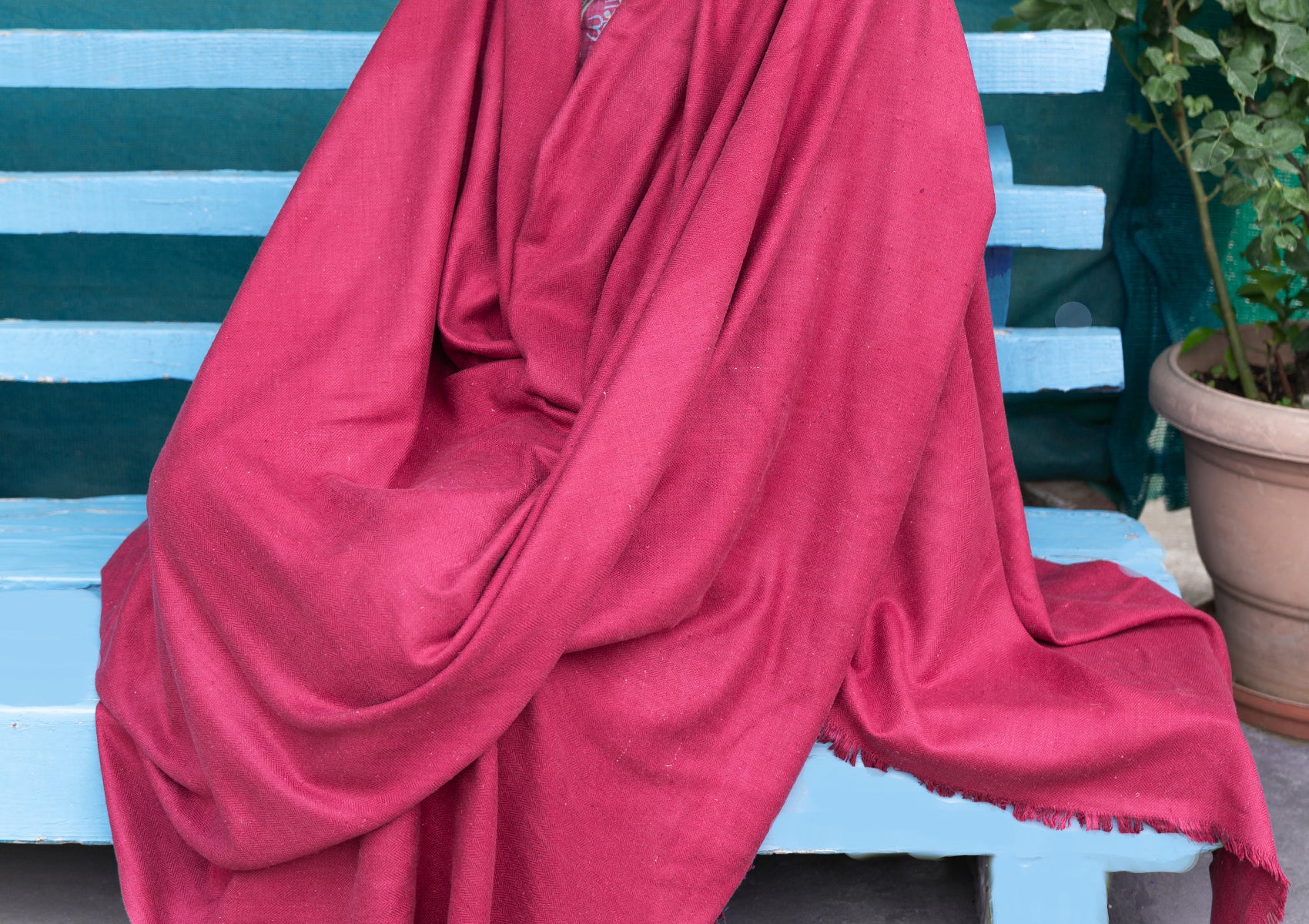 Handwoven silk shawl with a natural drape, perfect for meditation or as a cozy wrap.