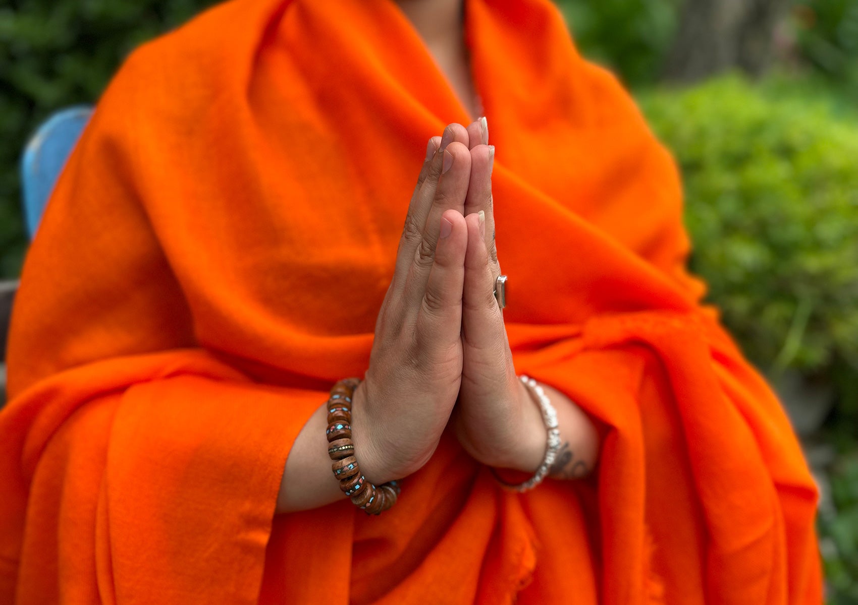 TARA Large - Fine Buddhist Shawl - Orange